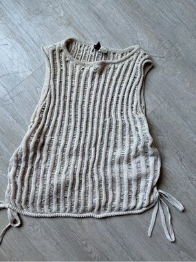 H&M Cream Open-Knit Sleeveless Tank Top